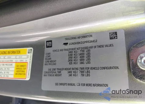 2023 Chevrolet Suburban 4Wd Ls z USA, uszkodzony, nr VIN 1GNSKBKD1PR534412